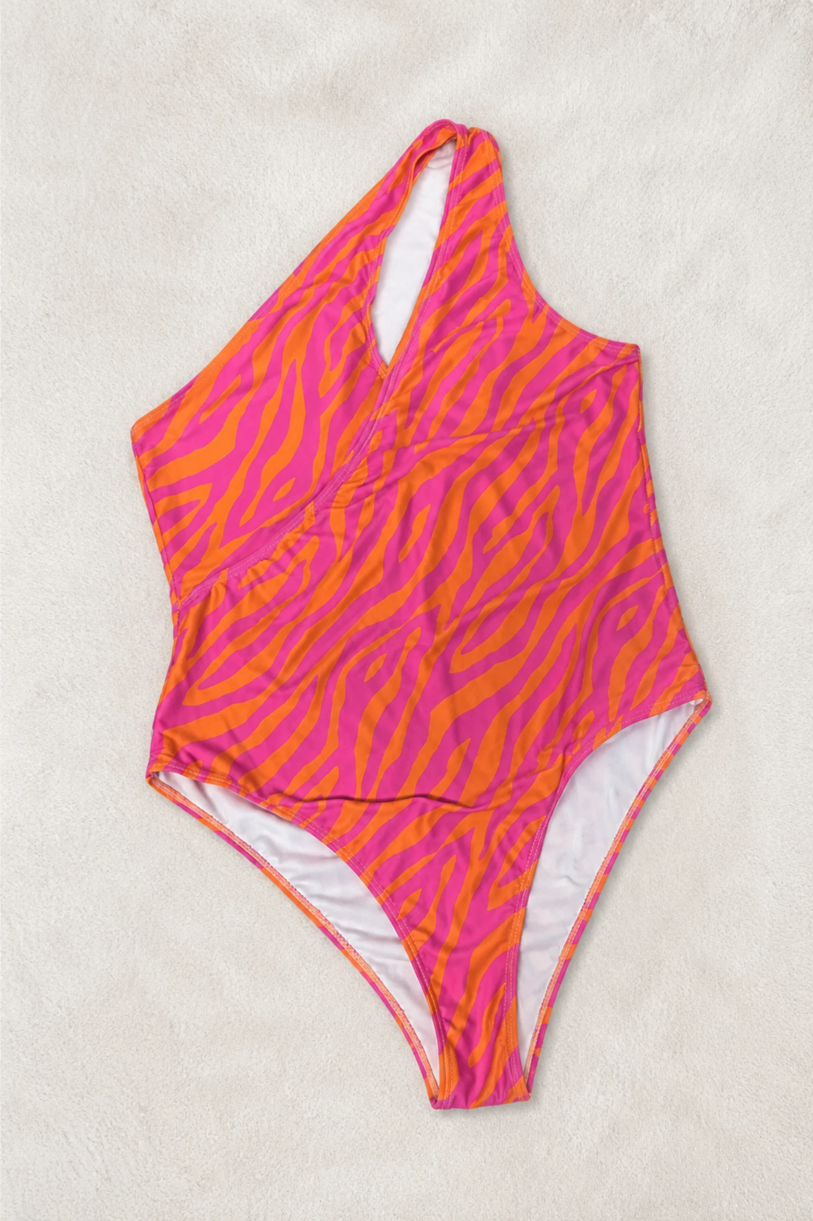  Bañador de una pieza estampado rosa y naranja – Talla XL 🩷